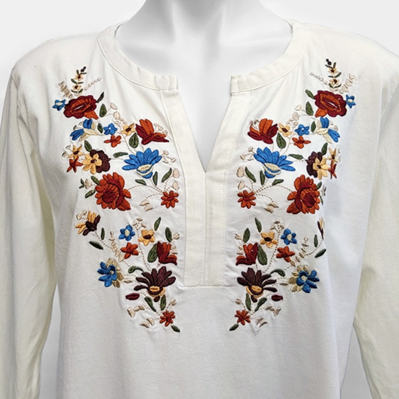 Embroidered Cotton Knit T-Shirt L - Picture 2 of 5